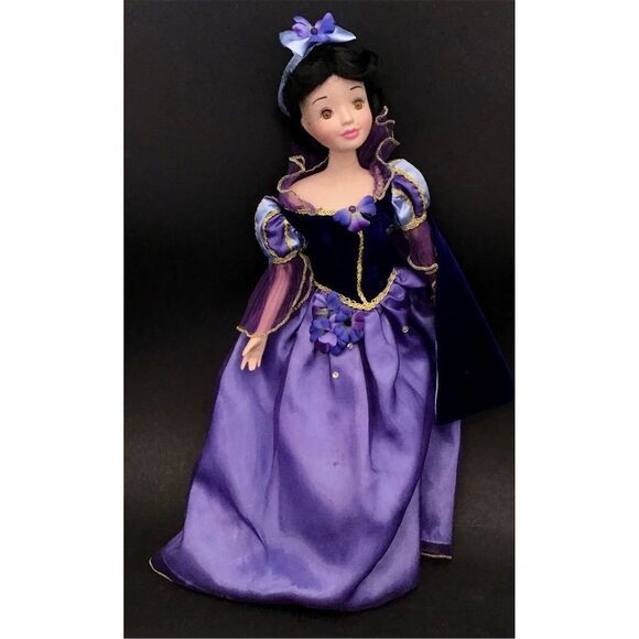 Vtg Disney Snow White Porcelain Doll 18" Limited Brass Key Rare Purple Dress - Picture 1 of 2